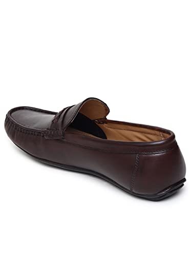Image of Teakwood Men Solid Genuine Leather Brown Loafers