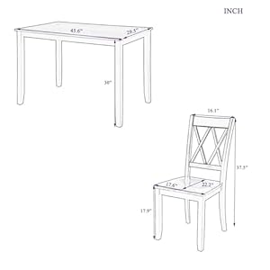 Harper & Bright Designs 5-Piece Wood Dining Table Set for 4, Kitchen Furniture Set with 4 High Back Dining Chairs for Small Places,White+Cherry Harper Bright Designs 5 Piece Wood Dining Table Set for 4 Kitchen Furniture Set with 4 High Back Dining Chairs for Small PlacesWhiteCherry
