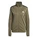 adidas Women's Tricot 3-Stripes Track Top, Olive Strata/White, X-Large