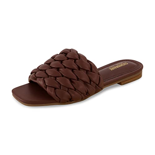 CUSHIONAIRE Women's Aramis woven slide sandal +Memory Foam, Wide Widths Available