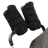 Zsedrut Stroller Gloves Universal Winter Anti-Freeze Stroller Mittens Water Repellent Hand Warmer Muff Fleece Lined,Winter Stroller Accessories (Black)