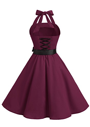 Vintage Dress for Women 1950s Halter Retro Cocktail Dresses Audrey Hepburn Style Rockabilly Swing Dress3