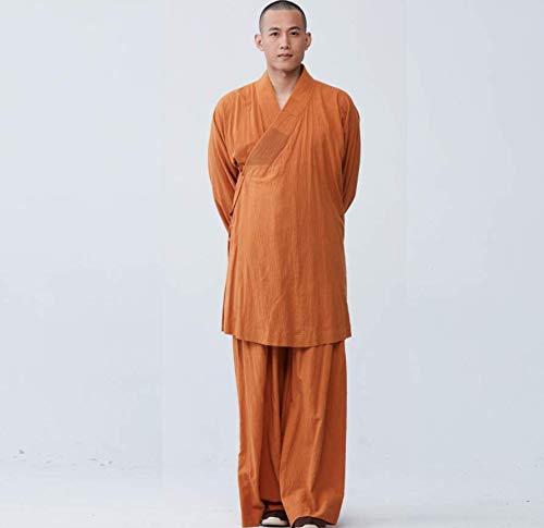 Shaolin Temple Zen Buddhist, Robe Monk Meditation Kung Fu Gown Unisex Long Gown Temple Shaolin Lohan Zen Kung Fu Costume Wushu Suit Unisex