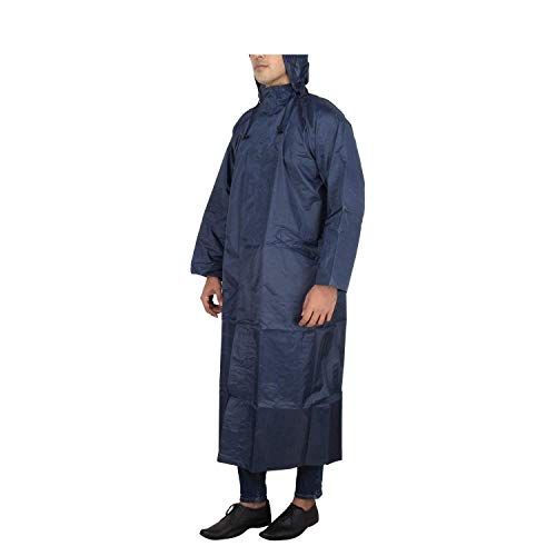 Image of Rain Coat Men's Women's Black Colour Long Rain Coat with Cap and Cover