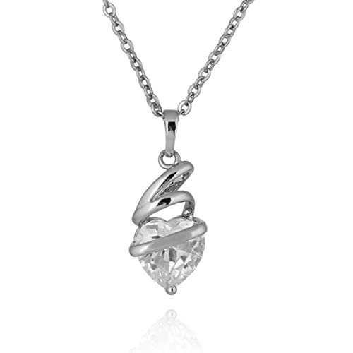 Elegance Parisienne Collar moderno con colgante de corazón | chapado en oro blanco de 18 quilates | para mujeres, niños, niñas Cover