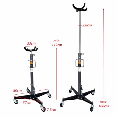 SwitZer Hydraulic Transmission Jack Gearbox Swivel Mobile Adjustable Height 0.5 Ton Tonne 500Kg Vertical Gear Lift Garage Car Fixing Hoist Grey - Image 7