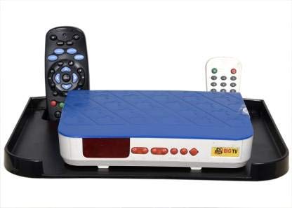 SKSSKS - Set Top Box Stand with 2 Remote Holder Plastic Wall Shelf (Number of Shelves - 1, Black)