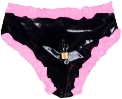 PVC Lockable Briefs Costumes Panty Ruffled Panties Thongs Underwear Cosplay Shorts Women