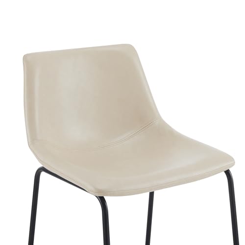 Christopher Knight Home Hassendale Armless Bar Stools Set of 2, Kitchen Bar Stools, Vintage Style Bar Stool Chairs, Faux Leather Counter Chairs for Living Room, Cafe, Pub, Bar Counter, Cream+Black by Christopher Knight Home - Used condition - Image 7
