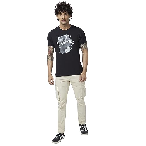Image of Spykar Men Olive Green Cotton Slim Fit Ankle Length Mid Rise Trousers