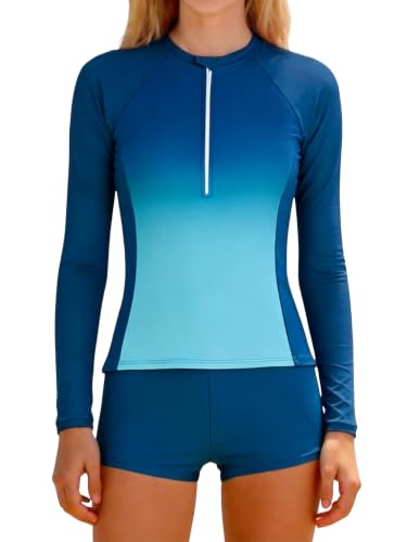 Image of TUONROAD Girls Rash Guard Swimsuit Long Sleeve Padded Bathing Suits 11-16Y