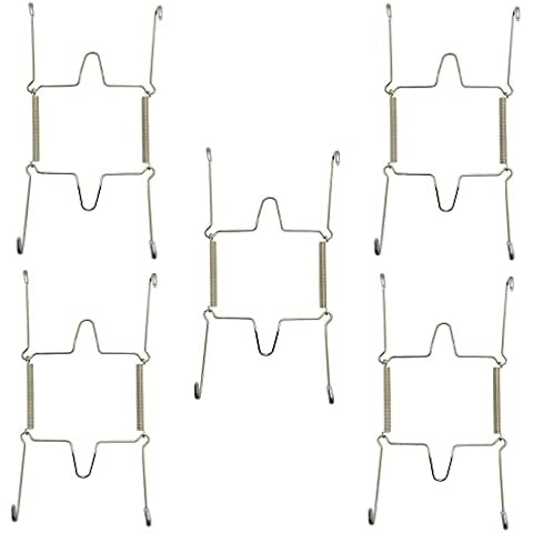 Xinlinke 5Pcs 6-Inch Small Invisible Plate Wire Hanger Wall Holders with Protective Rubber Cover for 5" to 7" Decorative Tray Cover