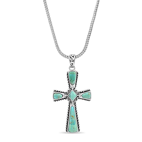 Stauer - Women's Mission Turquoise Cross Pendant (3 2/5 Ctw) & Chain #TOP14