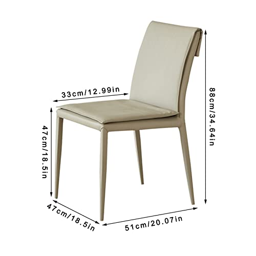 SJIALEN Leather Dining Chairs Set of 2, Living Room Bedroom Balcony Upholstered Side Chair Carbon Steel Frame Office Chair Kitchen Chair (Color : Black, Size : 47x51x88cm)