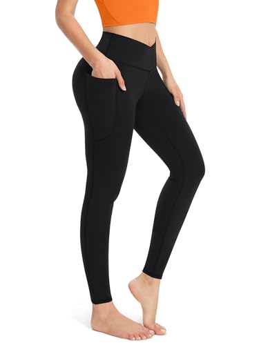 Leggings for Women with Pockets Yoga Pants for Women High Waisted Crossover Workout Leggings Lounge Yoga Pants