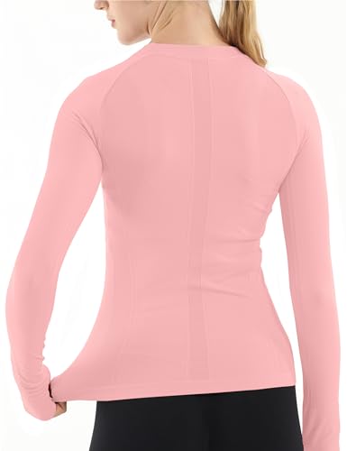 Image of MathCat Seamless Workout Shirts for Women Long Sleeve Yoga Tops Sports Running Shirt Breathable Athletic Top Slim Fit XS-XL