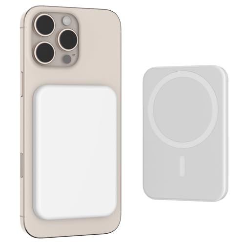 Power Bank Magnética, Powerbank Portátil 5000mAh Compatible con Magsafe, Cargador Magnético Inalámbrico de Carga Rápida de 15W con USB C, Batería Externa para iPhone 17/16/15/14/13/12/Pro MAX Series