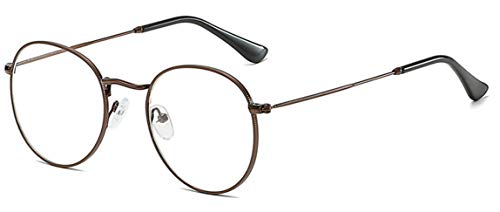 MIGOO Damen lichtundurchlässige brille retro runde metallrahmen runde brillen-raum-objektiv braun...