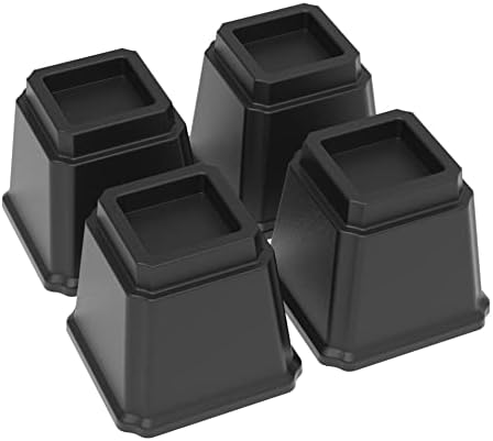 Napnapday Bed Risers 5 Inch Heavy Duty 4 Pack Bed Furniture Elevators, 1,500 lbs Lifts Up Riser for Sofa and Table, Black
