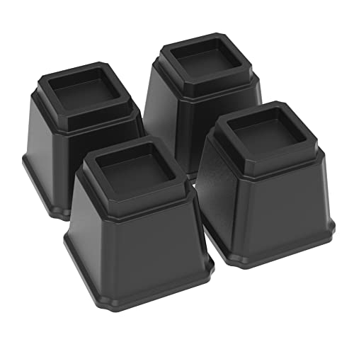 Napnapday Bed Risers 5 Inch Heavy Duty 4 Pack Bed Furniture Elevators, 1,500 Lbs Lifts Up Riser For Sofa And Table, Black #TOP9