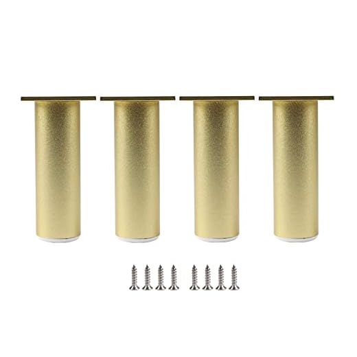 4 st gyllene bordsfötter, metallmöbelben, cylindriska ersättningsfötter, gör-det-själv-skåpben, används för sängar, stolar, soffor, 11 storlekar, guld, 10 cm/4 tum