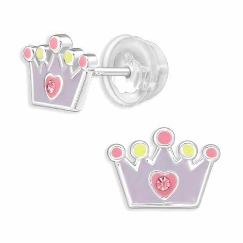 Pendientes de plata 925 corona princesa para colegio y fiestas infantiles