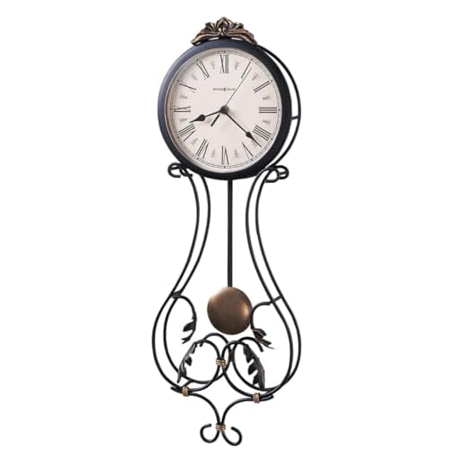 Howard Miller Paulina Wall Clock 625-296 – Charcoal Gray Finishes, Antique-Gold Finished Pendulum Bob & Gold Highlights, Antique Home Decor, Quartz Movement