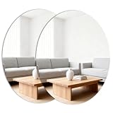 wintfarm Piastrelle autoadesive a specchio, 2 pezzi, 40 x 30 cm (2 mm di spessore), specchio ovale da attaccare su pareti, specchi in acrilico per porte di armadi, bagno, soggiorno, camera da letto