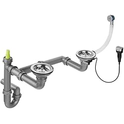 Valvula Automatica Fregadero SINK QUALITY ifón italiano Space Saving 3 1/2´´ para fregadero de una sola cámara – con conexión a lavadora o lavavajillas (2 cámaras, automático)