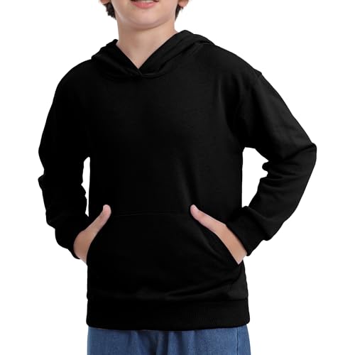 BIG ELEPHANT Boys' Hooded Sweatshirt - 100% Cotton,Lightweight Long Sleeve Hoodie with Pocket for School & Casual Wear