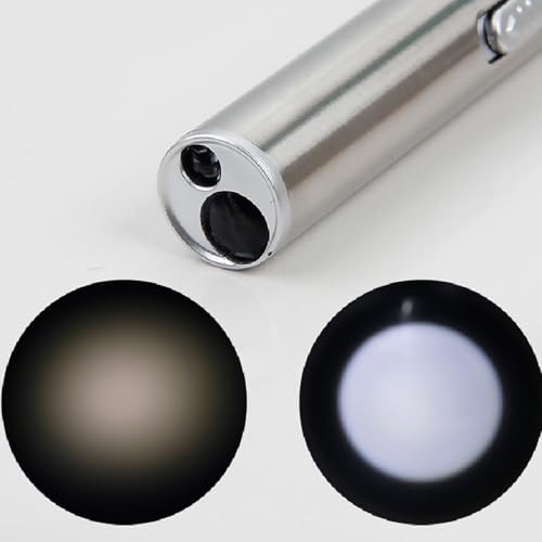 Linterna médica LED recargable compacta de acero con luz clara y amarilla 7