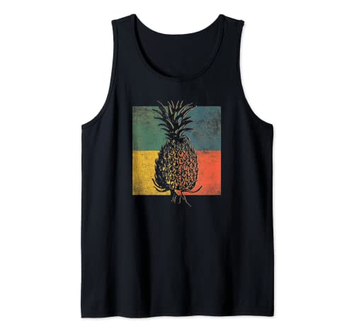 Tropical Piña Fruta Vintage Retro Gráfico Camiseta sin Mangas