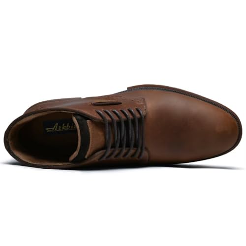 Image of Arkbird Men's Chukka Boots, Leather Ankle Dress Boot Casual Oxfords Lace Up Work Shoes CR-Brown 10.5