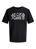 JACK & JONES Jjejeff T-Shirt SS Sn avec Logo pour Homme, Noir, M