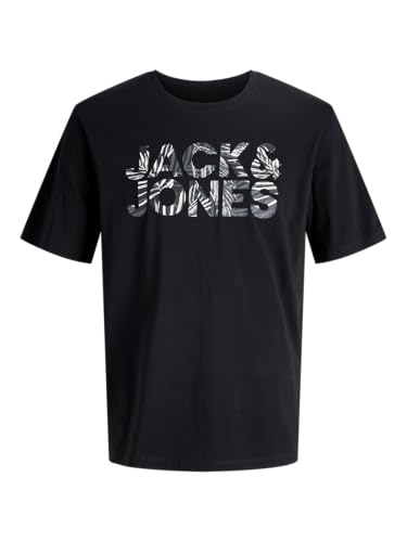 JACK & JONES Camiseta para Hombre con Logotipo de Jjejeff SS Sn, Negro, M