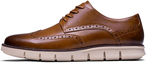Jousen Mens Dress Shoes Wingtip Oxfords Casual Brogue Classic Formal Derby Business Dress Shoes For Men(Amy9009A Brown 13) #TOP17