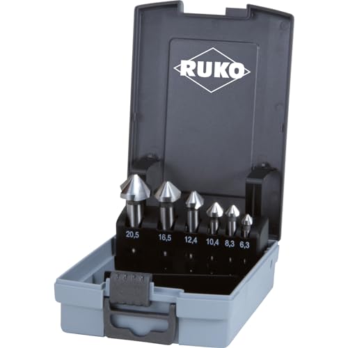 Ruko-102152RO-Juego de 6 avellanadores cónicos DIN 335 tipo C 90° HSS en caja de plástico