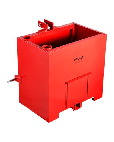 VEVOR Premium Ballast Box Corrosion-Proof 3-Point Category 1 Tractor Ballast of 800lbs Load for 2 in Hitch Receiver Heavy-Duty Thickened Steel 5ft Volume Loader Attachment with Sliding Door Red