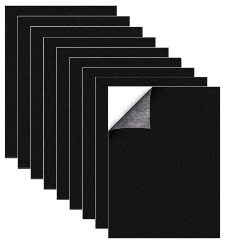 9 Stück Moosgummi Selbstklebend, Schwarz Schaumstoff Platten, Eva Schaumstoffplatte mit Kleberücken, rutschfeste Schaumstoffmatte Selbstklebende für Möbel Bastelarbeiten (300 * 200 * 1/2/3mm)