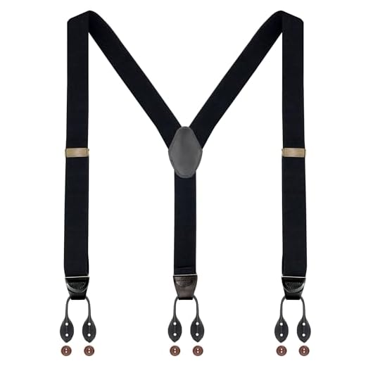 Ausukler Button Suspenders for Men Dress Pants and Tuxedo Heavy Duty Big and tall Y-back 1.4 inches One Size (Black-1)