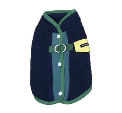 Morycat犬服 秋冬 フリース Tシャツ 背中開き Dカン ジャケット 暖かい 厚い 防寒 暖かい 袖なし タンクトップ ドッグウェア 柔らかい 着脱簡単 お散歩 小中型犬 (ブルー,L)