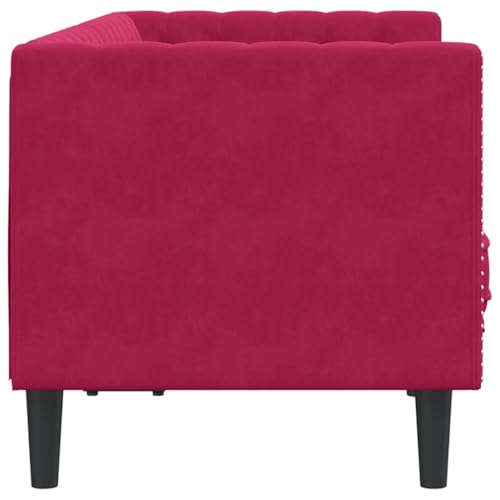 Sofá Chesterfield de 2 plazas de terciopelo rojo para salones pequeños y TV 7