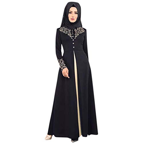 HZUX Vintage Muslim Women's Long Dress Women Dubai Dress Kaftan Abayas Black