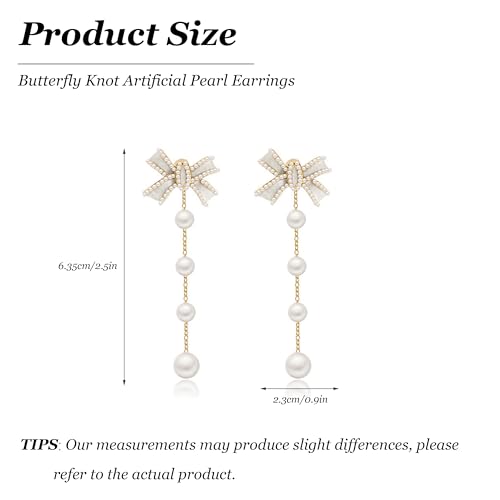 Pearl Earrings for Women Pearl Bow Drop Earrings Prom Party Wedding Earrings for Brides Jewelry Gifts 6