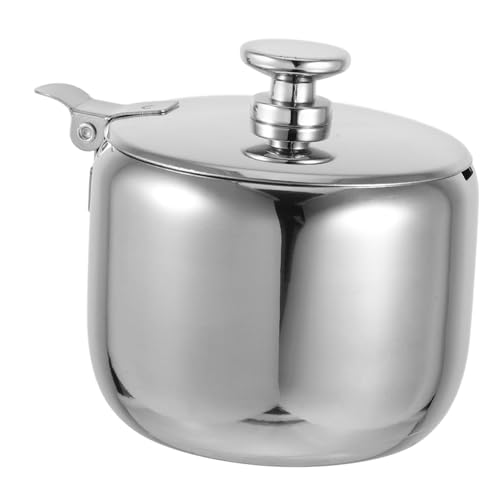 MOLUCKFU Stainless Steel Sugar Bowl Sugar Jar Sugar Container with Lid and Spoon Farmhouse Sugar Container Sugar Containers Decorative Jars with Lids Sugar Canister Sugar Holder Silver