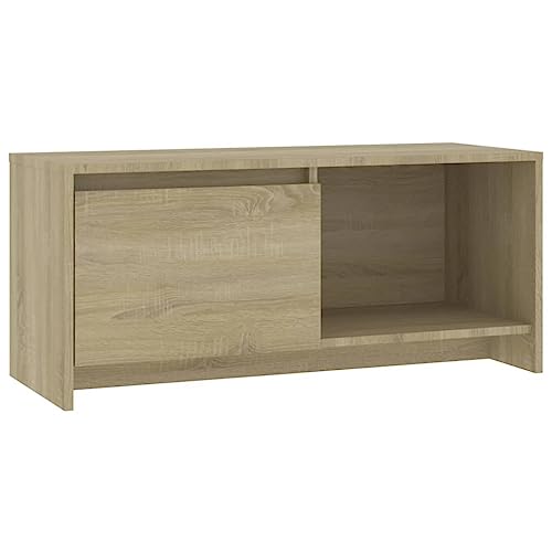 vidaXL TV Schrank mit 1 Tür 1 Fach Lowboard TV Möbel Sideboard Fernsehtisch Fernsehschrank HiFi-Schrank Sonoma-Eiche 90x35x40cm Holzwerkstoff