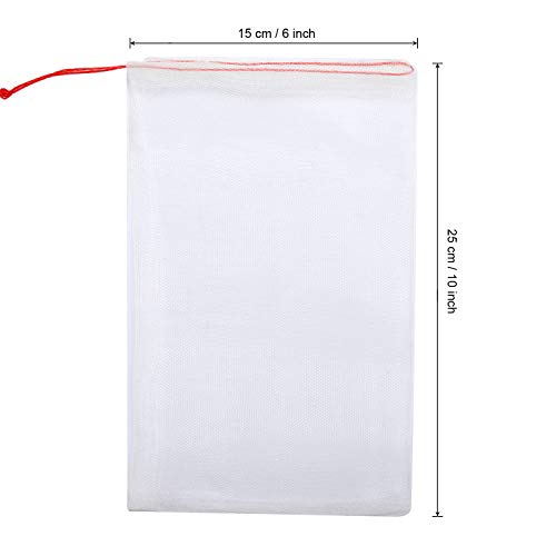 Kikhope 50 Pcs Fruit Protection Bags, 10"X6" Fruit Netting Bags, Garden Netting Bags With Drawstring, Fruit Tree Bags, Netting Barrier Bags For Protecting Fruits And Vegetables #TOP1