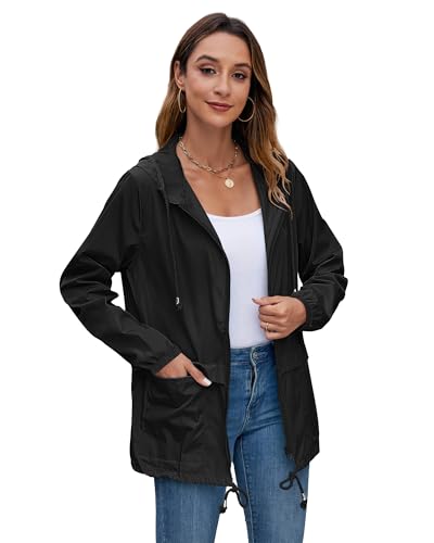 Hount Women's Lightweight Hooded Raincoat Waterproof Packable Active Outdoor Rain Jacket (S-3XL) - Image 3