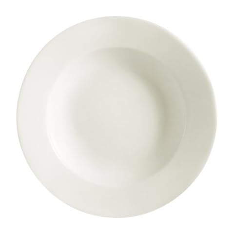 CAC China REC-120 Rolled Edge 12-Inch Stoneware Pasta Bowl, 26-Ounce, American White, Box of 12 Cover