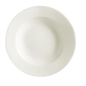 CAC China REC-115 Rolled Edge 11-3/8-Inch Stoneware Pasta Bowl, 24-Ounce, American White, Box of 12